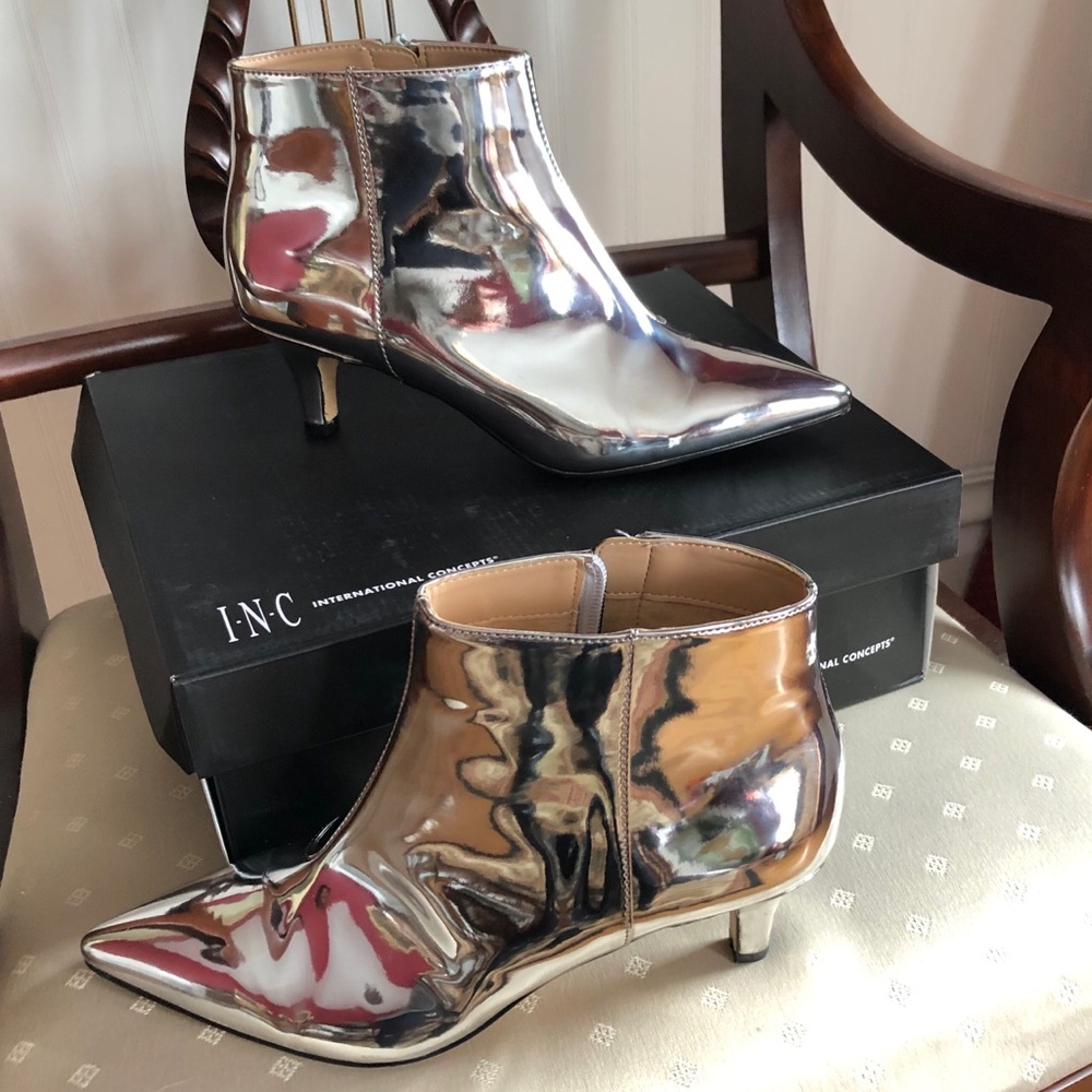 Silver chrome INC booties size 7.5